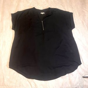 Dress top, black with zipper neckline